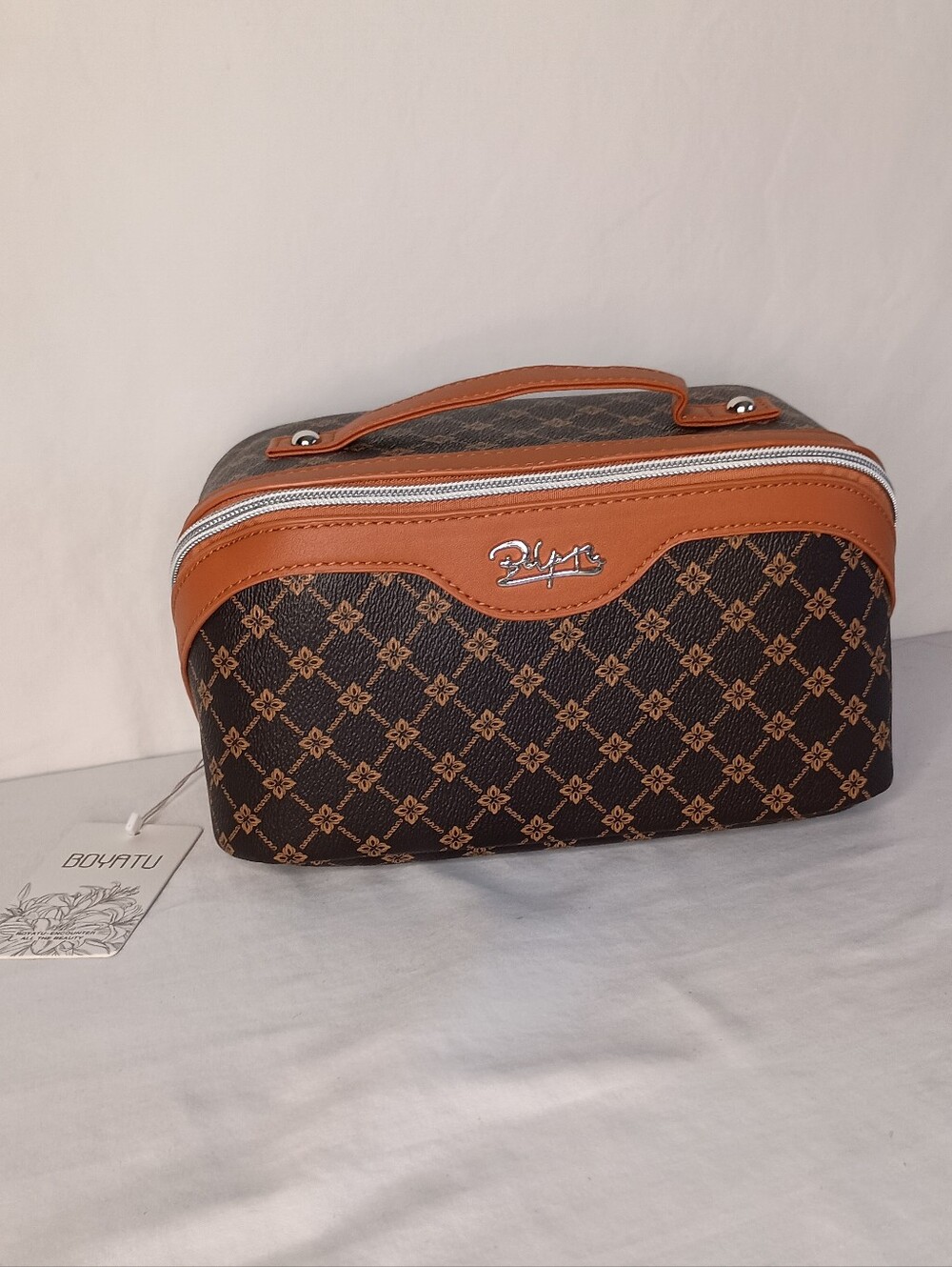 Women's Vegan Leather Travel EssentialsMake-up Cosmetic Bag 3pc Set with Handle - Picture 5 of 7